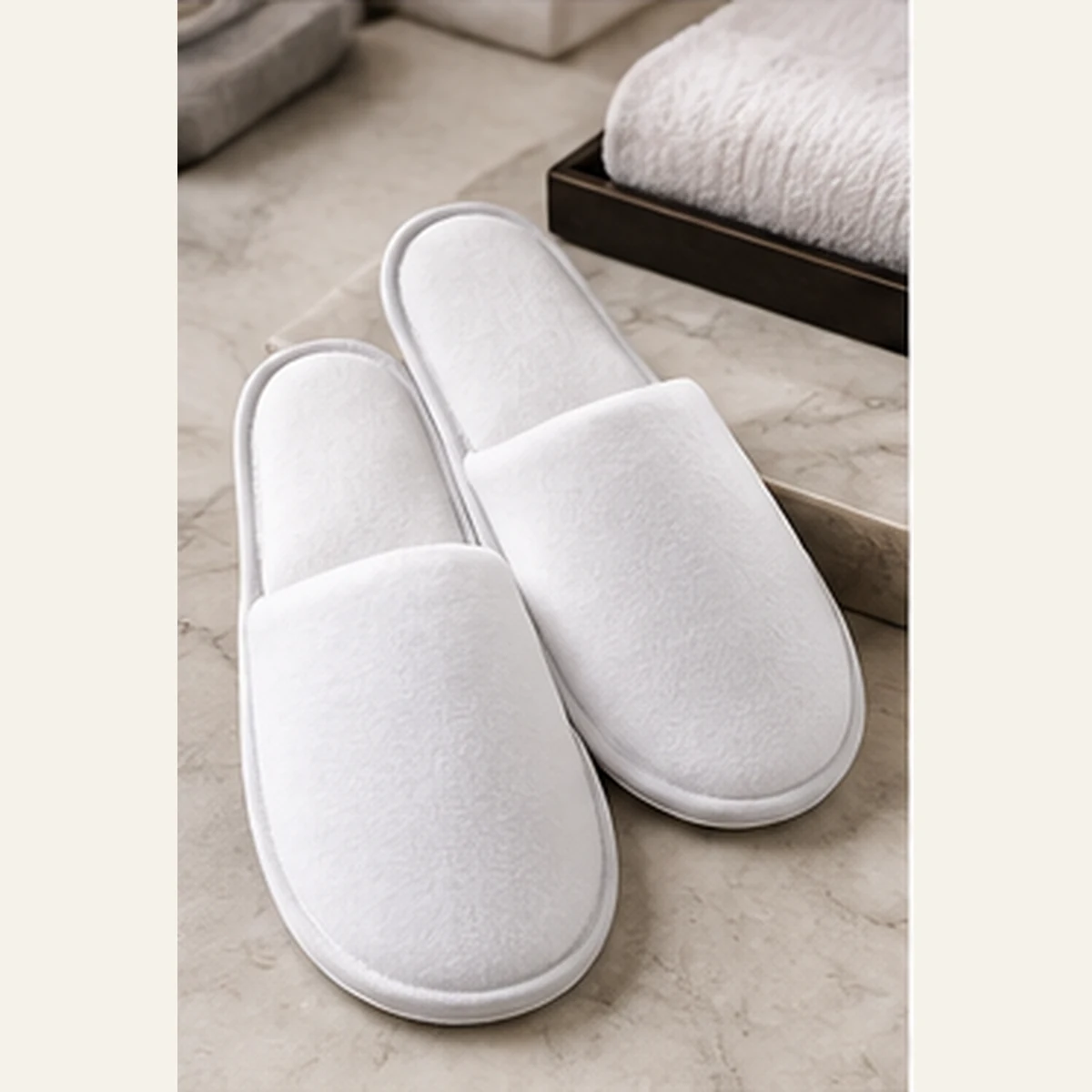 Velour hotel slippers for hospitality supply